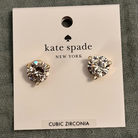 Kate Spade Gold CZ Stud Earrings New - Picture 1 of 2